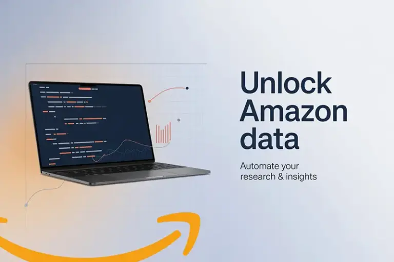 Amazon爬虫工具专业指南封面图，展示亚马逊爬虫软件和数据采集工具的技术概念，包含数据可视化元素和编程界面