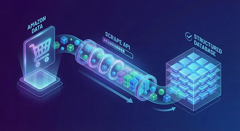 使用亚马逊数据采集 API 进行数据提取的示意图