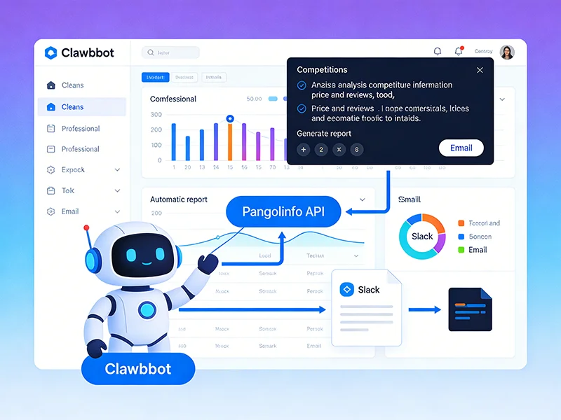 Clawdbot结合Pangolinfo API自动生成竞品分析报告的工作流程图