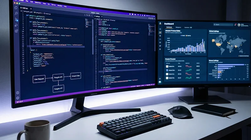 Python开发环境展示Pangolin API调用代码和亚马逊数据采集实时结果,Python调用Pangolin API