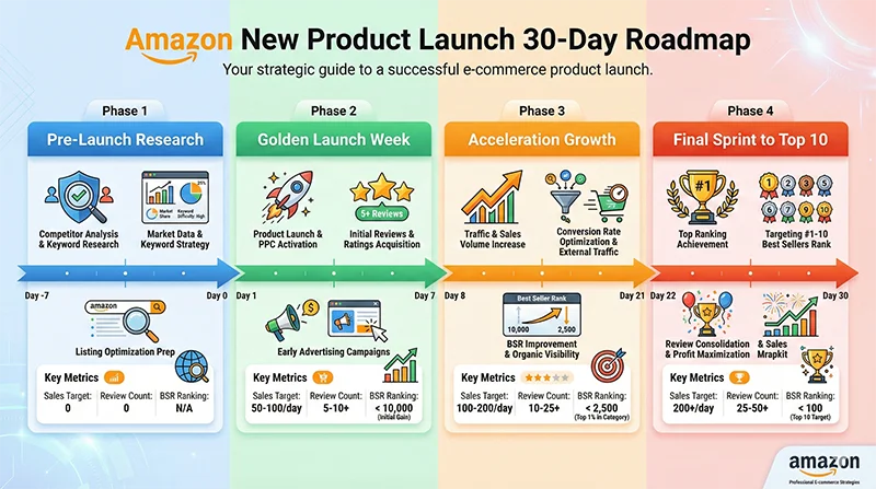2026 Amazon New Product Launch: The Complete 30-Day Data-Driven Roadmap to Top 10
