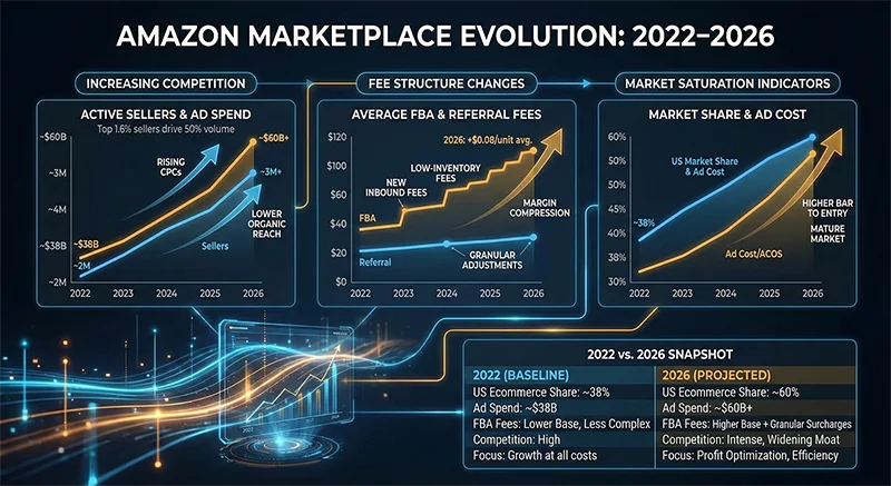 2022-2026亚马逊市场竞争态势演变 2022-2026年亚马逊市场竞争态势演变:信息对称化、FBA成本上升、买家门槛提高