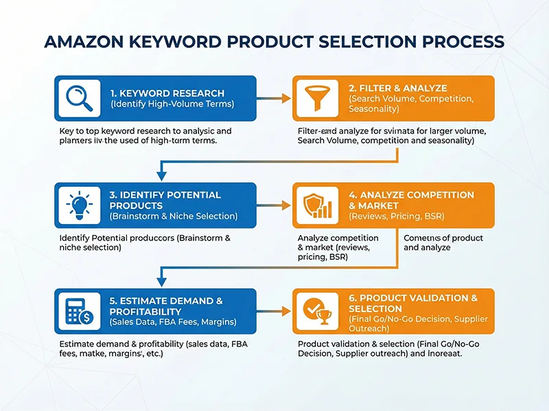 亚马逊关键词选品法操作流程图